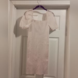 MNG Mango lavender Ariel Puff Sleeve Ribbed Bodycon Dress Size Small NWT